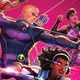 The cover to Thunderbolts #1 showing Hawkeye, Spectrum, and Persuasion leaping into action.